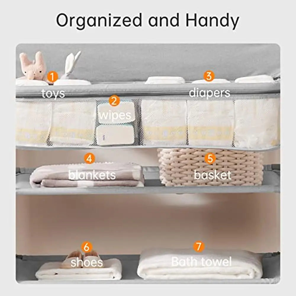 Portable Baby Changing Table Waterproof Storage Drawers