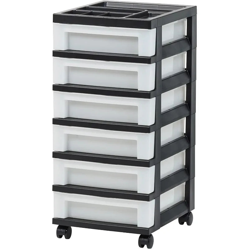 USA Plastic Drawer Storage Organizer Rolling Cart, with Wheels Casters