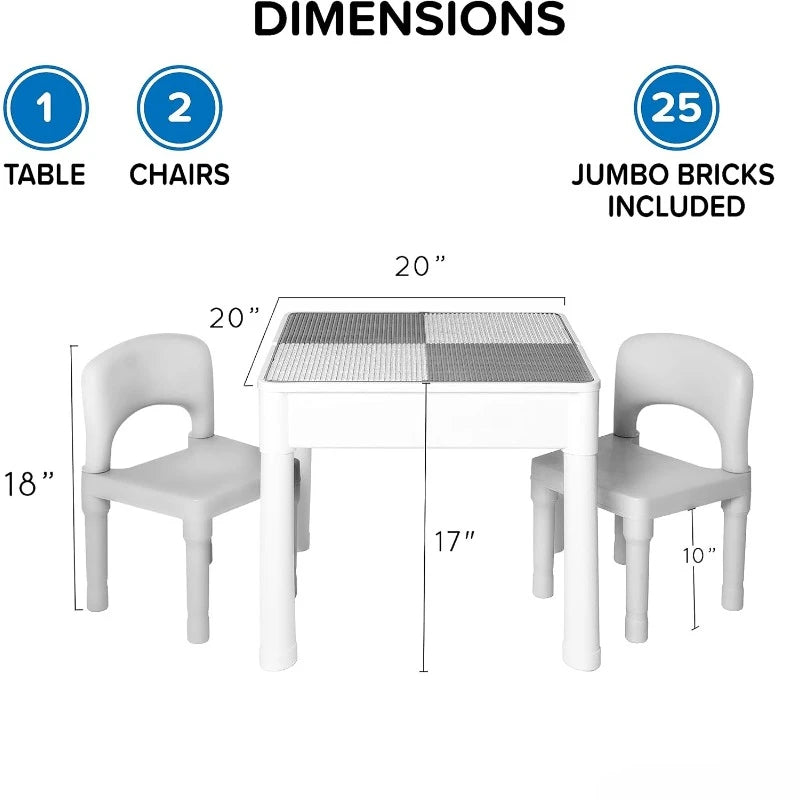 5 in 1 Kids Activity Table and Chair Set-Building Block Table.