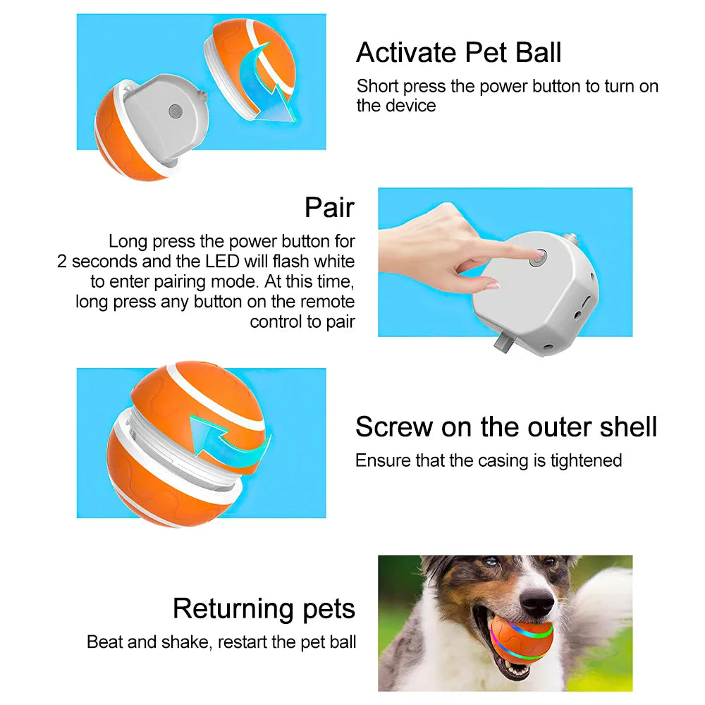 Dog Toys Smart Electric Remote Control Flashing  Waterproof Ball.