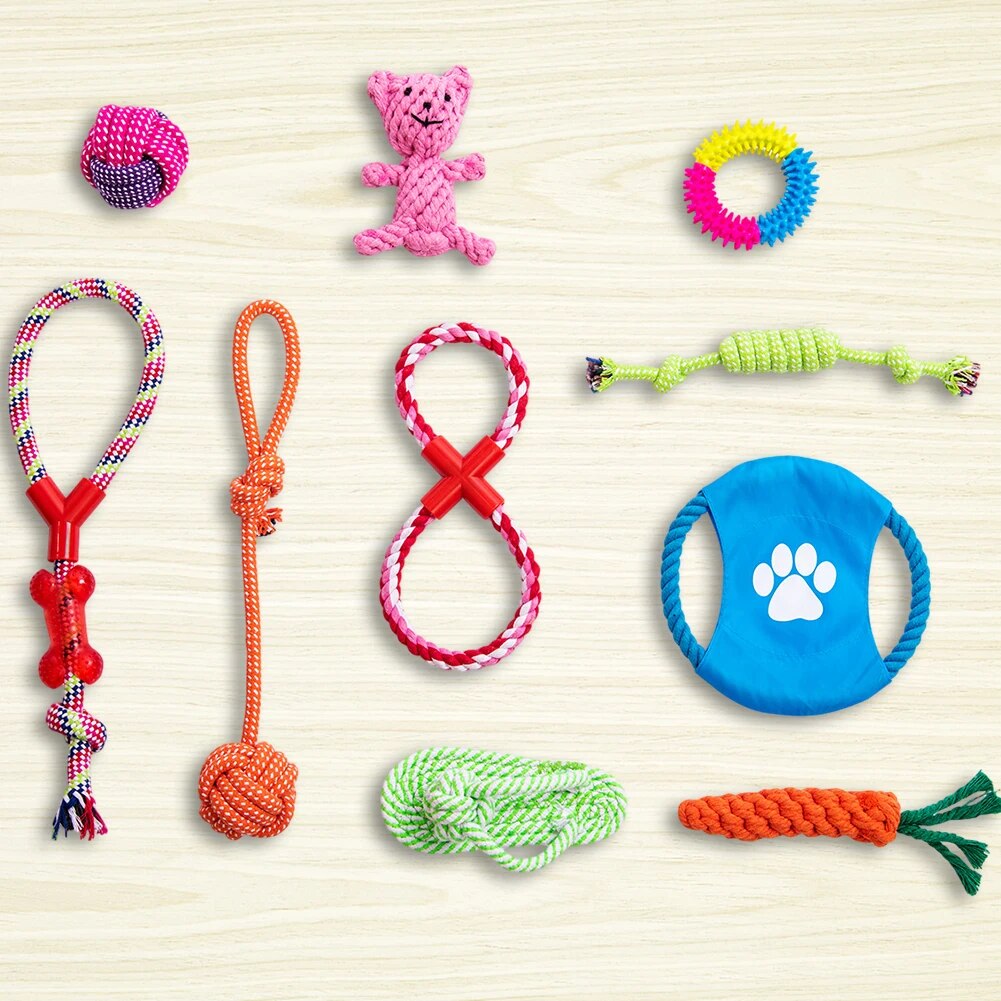 10Pcs Dogs Puppies Chewing Toy teeth cleaning Set