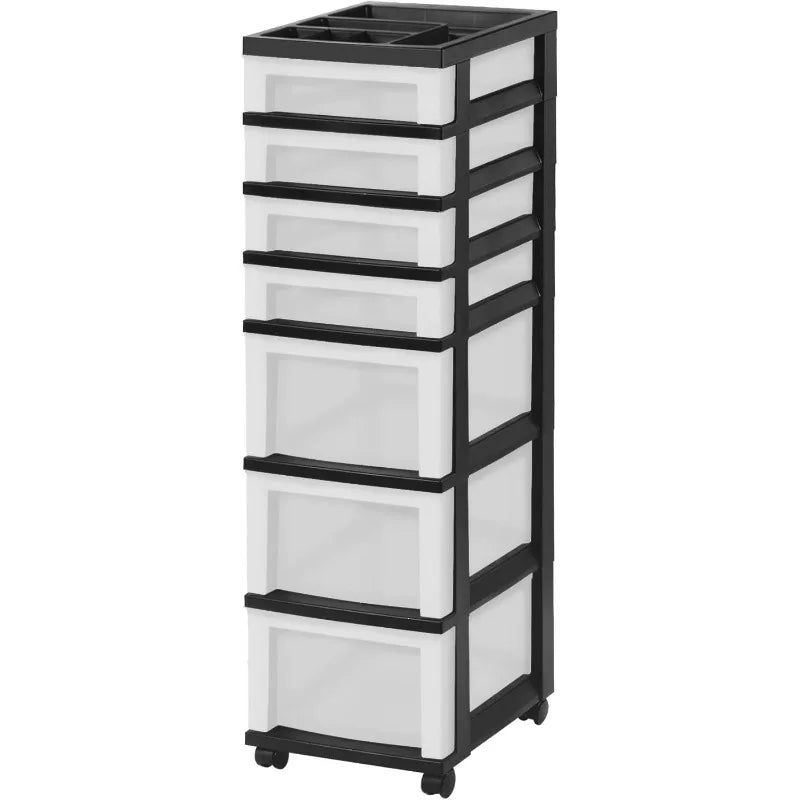 USA Plastic Drawer Storage Organizer Rolling Cart, with Wheels Casters