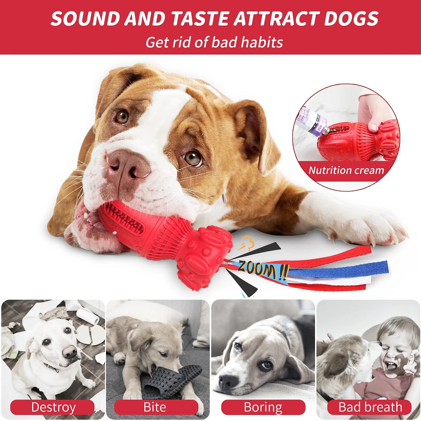 Interactive Dog  Interactive Rubber Squeaky Dog Chew teeth cleaning Toy