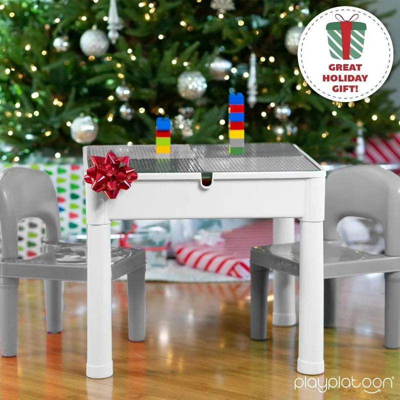 5 in 1 Kids Activity Table and Chair Set-Building Block Table.