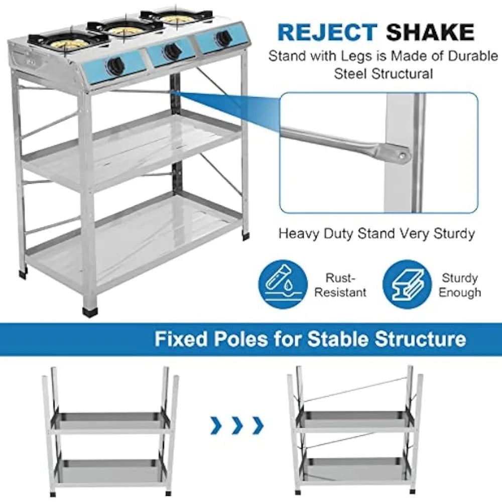 Propane Gas Stove 3 Burner Gas Stove with Removable Leg Stand