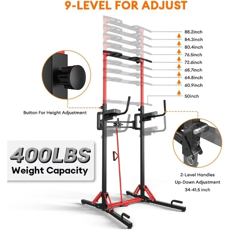 Power Tower Pull Up Bar Station, Foldable Dip Station Home Gym