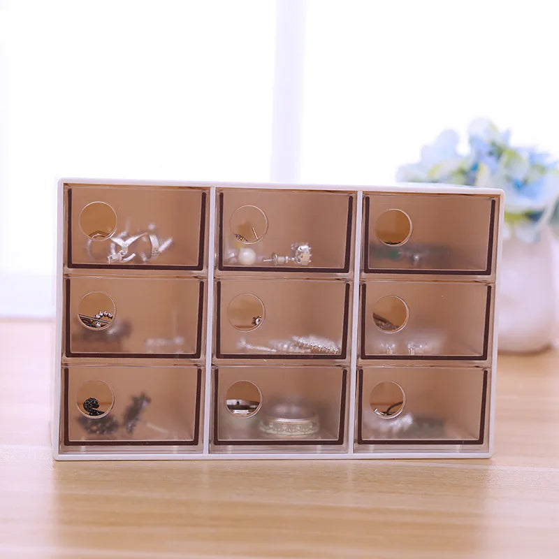 Three Layer Clear Drawer Earrings Rings Storage Jewelry Box.