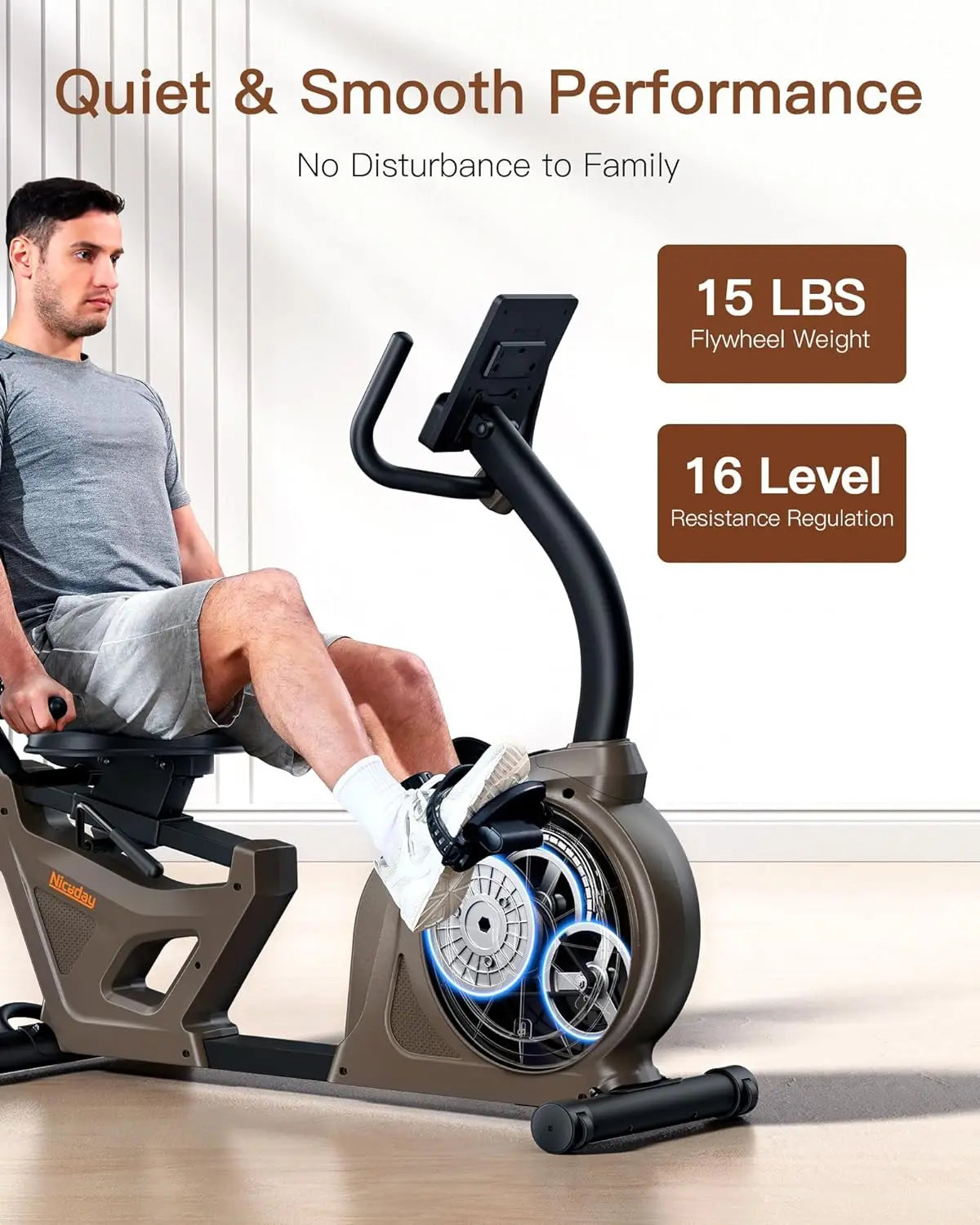 Indoor Recumbent Exercise Bike Workout Equipment for Home Gym