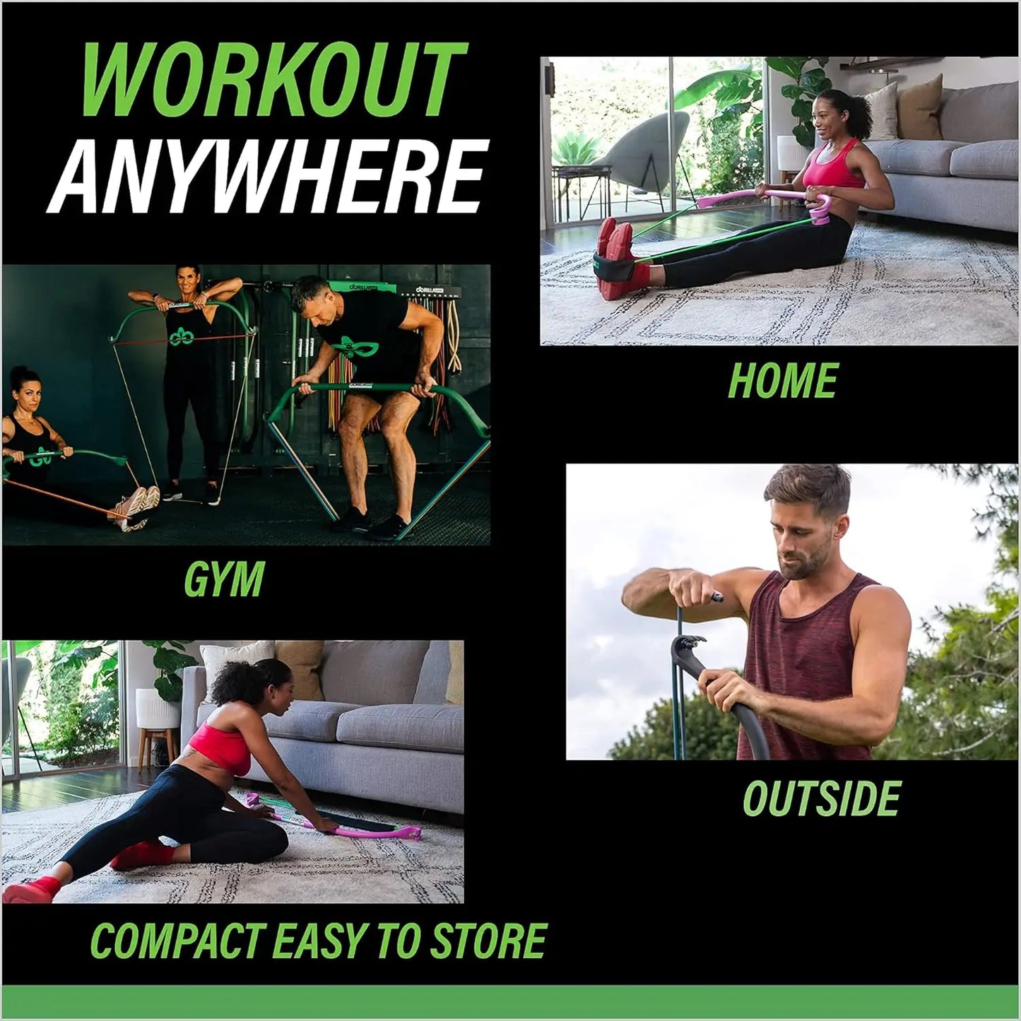 Portable Home Gym Resistance Bands and Bar System for Fitness