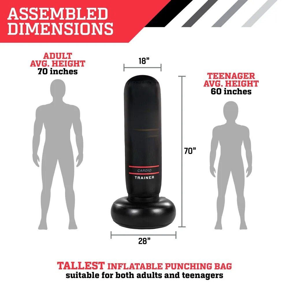 Tall Heavy Duty Inflatable Cardio Fitness Kickboxing Punching Bag,