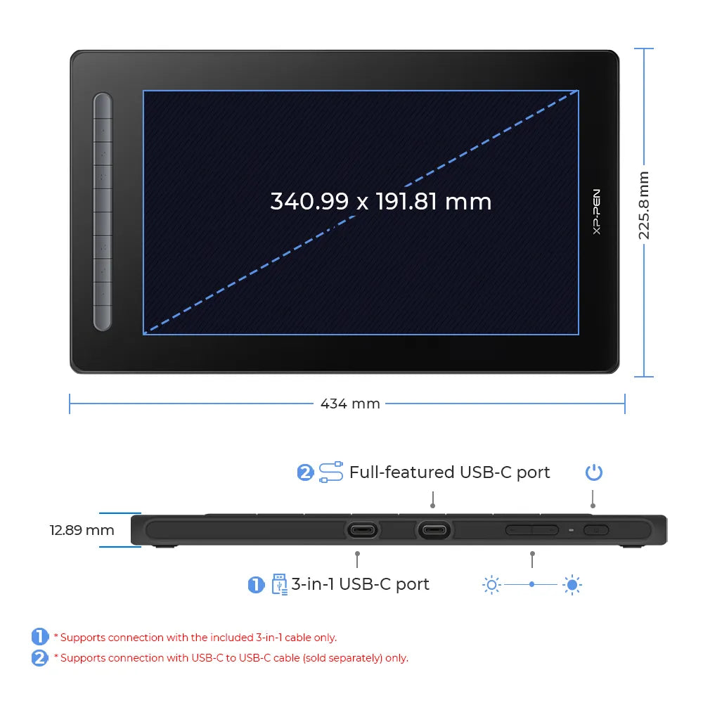 Graphic Tablet Monitor Drawing Pen Display powered Stylus