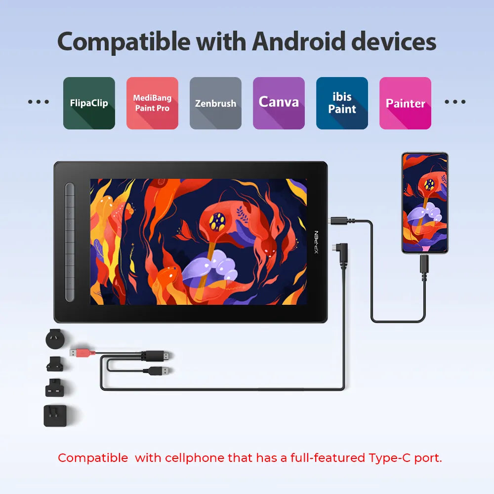 Graphic Tablet Monitor Drawing Pen Display powered Stylus